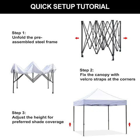 3x3m Pop Up-tält med tak, direktuppsättning, stort, vattentätt, soltätt, 420D, med stålram, för strandcamping, marknadsstånd, uteplats, hjul 8 best sales uppfällbart tält med kapell - №5