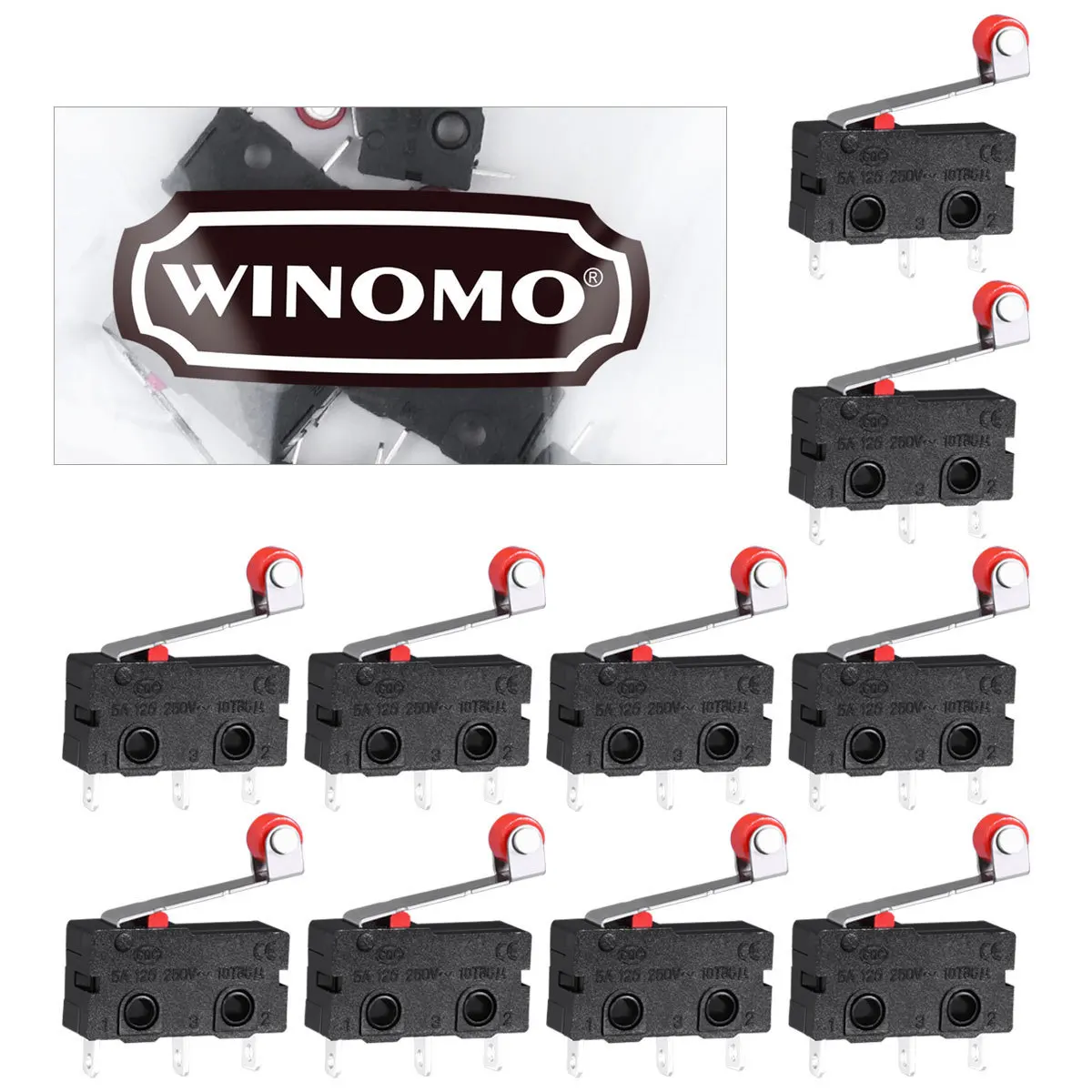 

10Pcs Spdt Micro Limit Switch Roller Lever Arm Snap Action Momentary Micro on Off Switch for Microwave Oven Refrigerator