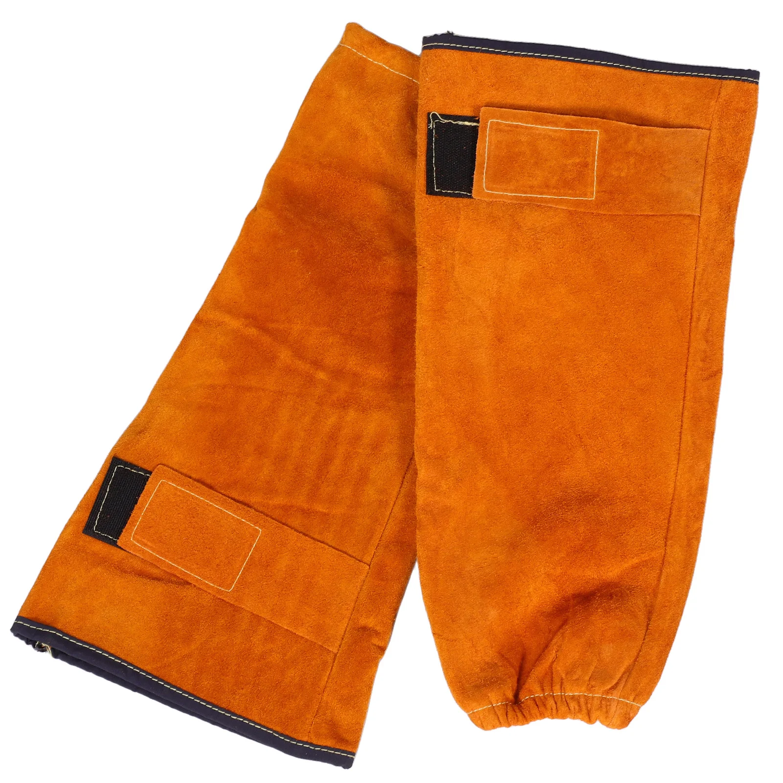 

1 Pair Welding Sleeves Cowhide Heat Resistant Spark Proof Long Arm Protection Elastic Cuff Durable For Industrial Construction