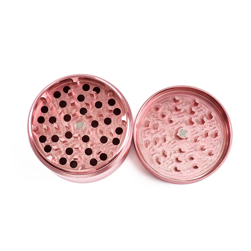 4 Layer Pink Rose Gold Aluminum Alloy Smoke Grinder Flat Four Layer Metal Tobacco Grinder