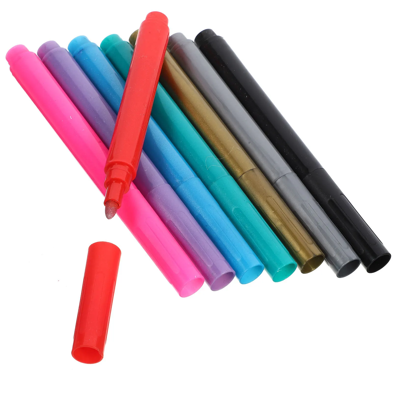 8 قطعة علامات كأس للنبيذ اللامع أقلام معدنية قابلة للغسل سريعة الجفاف لتحديد الأواني الزجاجية سكرابوكينغ تحية يدوية