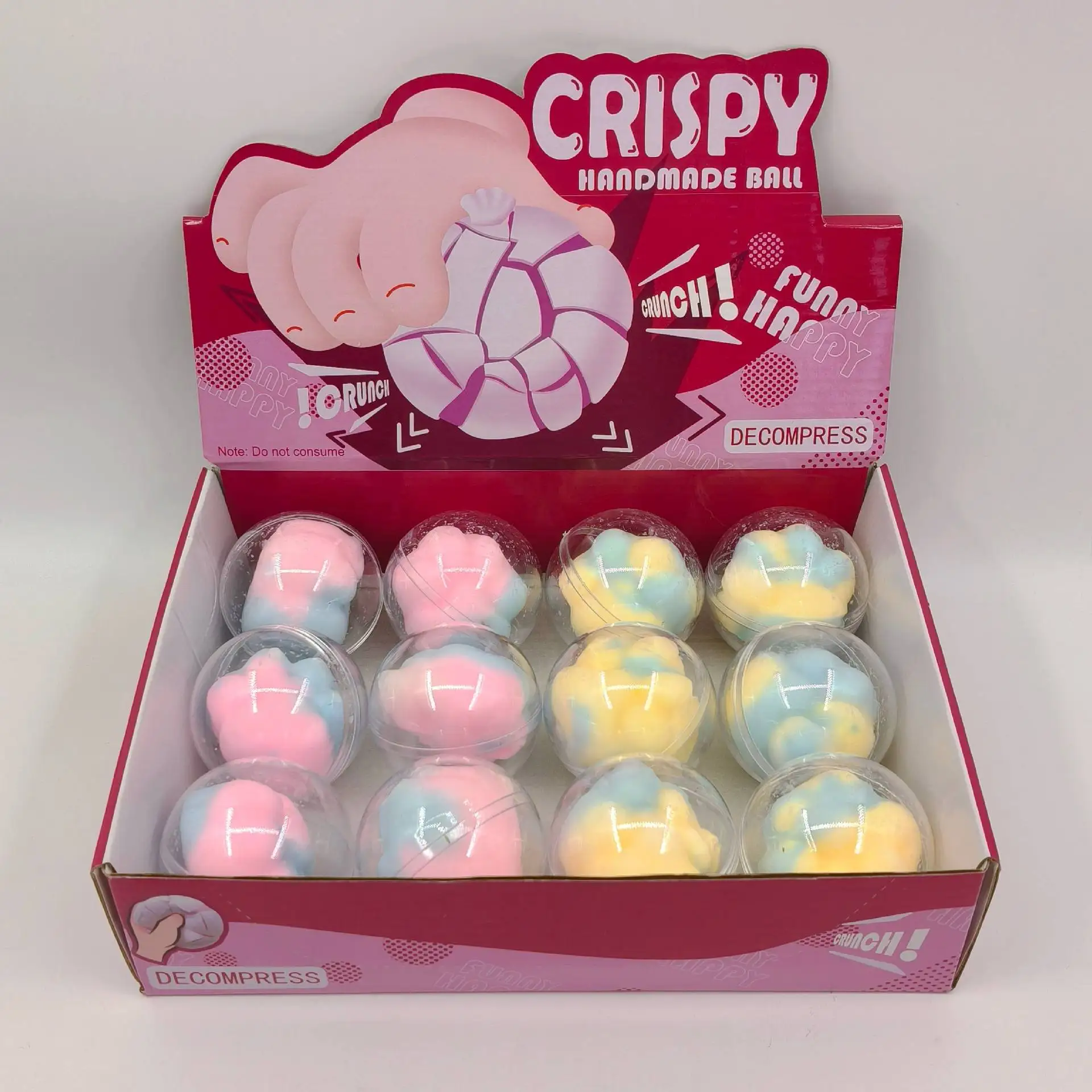 12PCS Crunchy Waxy Handmade Squishy Balls, Rainbow Candy Donut Macaron Realistic Chocolate, Stress Relief Fidget Squeeze Toy