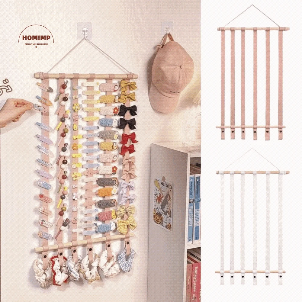 

Large Capacity Hair Clip Storage Space Saving Wall Hanging Hair Bows Organizer with Snap Button 6 Rows Headband Display Holder