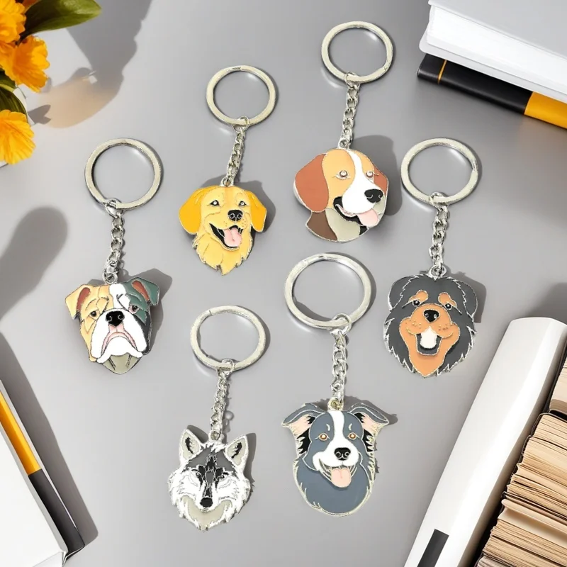 Lindo llavero de perro de Metal Bulldog Francés Golden Retriever Labrador Retriever llavero para mujeres mascota colgante mochila decoración regalo
