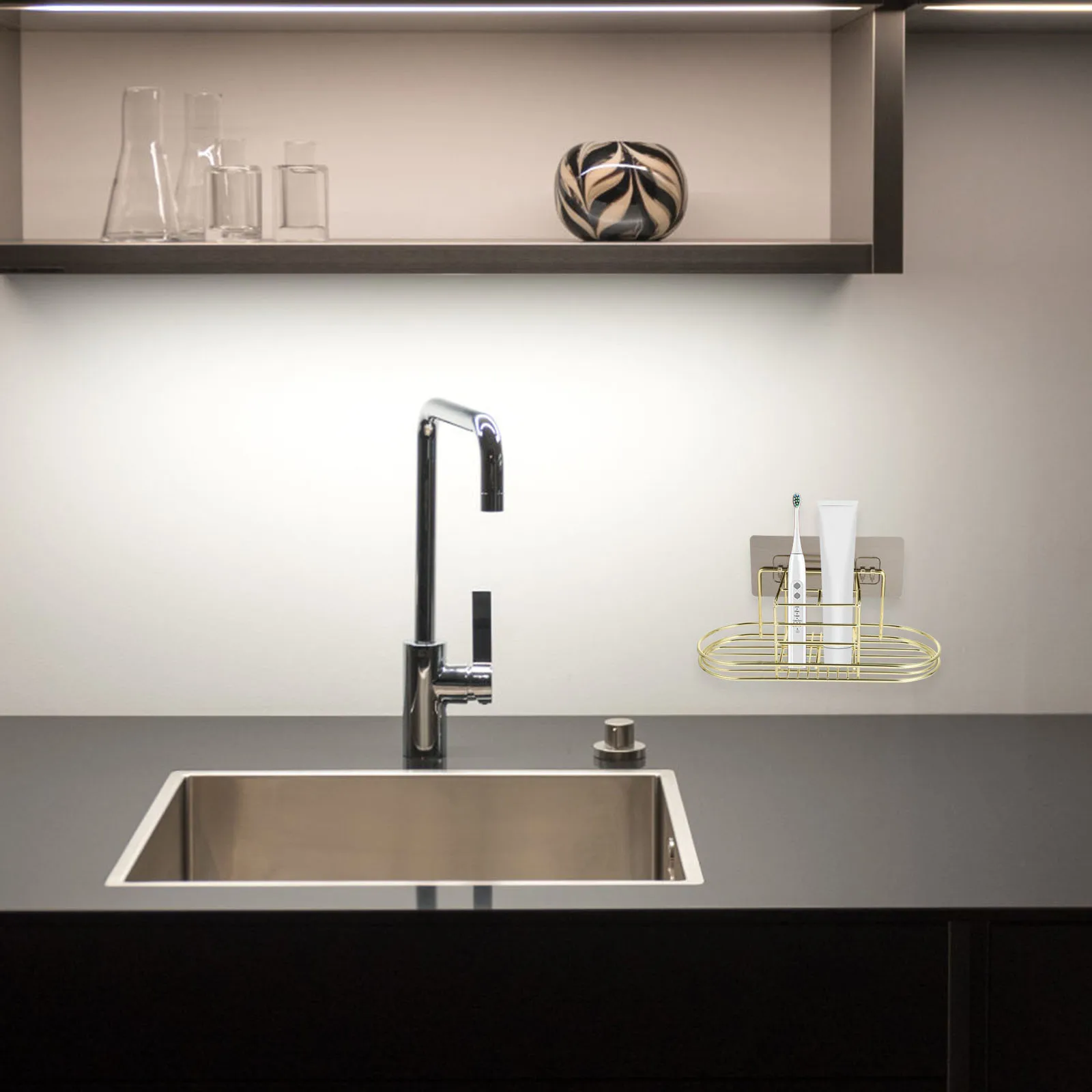 

Toothbrush Drain Rack Stainless Steel Bathroom Storage Holder Stand Organizer Practical Space Saving Toothbrush Holder