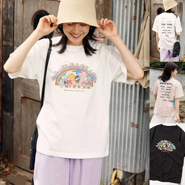 

Casual Cartoon Print round Ne ort Sve T-irt ex Cotton Summer Faionable Commute Sle Loose Fit Basic Versatile
