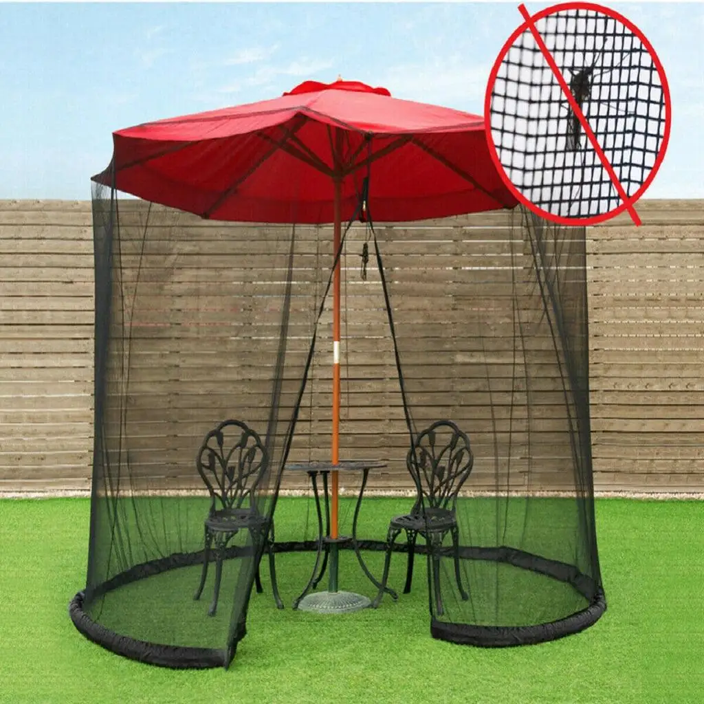 Garden Round Umbrella Netting Cover Polyester Table Screen Zipper Entrance Diameter for Umbrellas Terrace Tables Veranda Deck