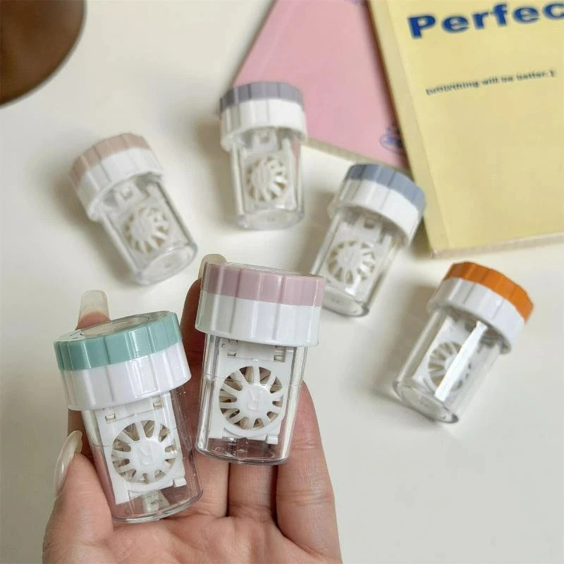 Manual Contact Lens Cleaner Hand Rotated Small Cleaning Box No Battery Required for Home Office Business Trip Use