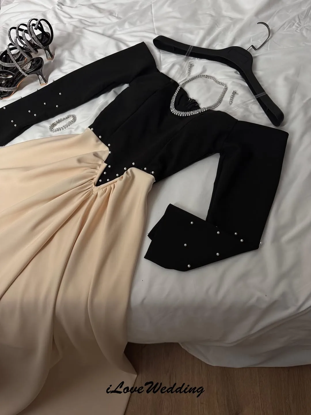 Personalizado fora do ombro vestidos de baile 2025 sereia pérolas elegante vestido de festa de casamento para mulheres convidado plissado vestidos formais