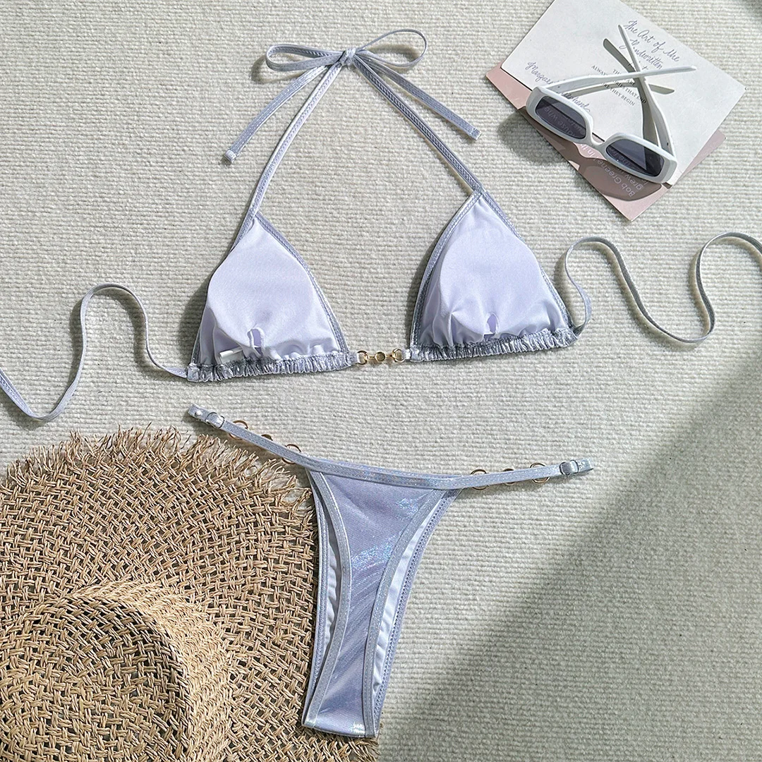 PU-Kunstleder-Neckholder-Mini-Tanga-Bikini Damen-Badebekleidung Zweiteiliger Bikini-Set Badeanzug Schwimmanzug V5206W – Detail 27