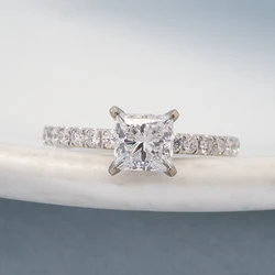 1ct DEF VS-VVS Princess Cut HPHT CVD Lab Grown Diamond Real Solid 14K Gold Engagement Wedding Ring for Women IGI Certificate