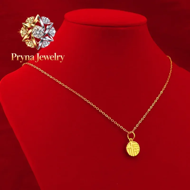 Pryna Jewelry  High - End 9999 24K Yellow Gold Fuzi Necklace, Perfect for Special Occasions