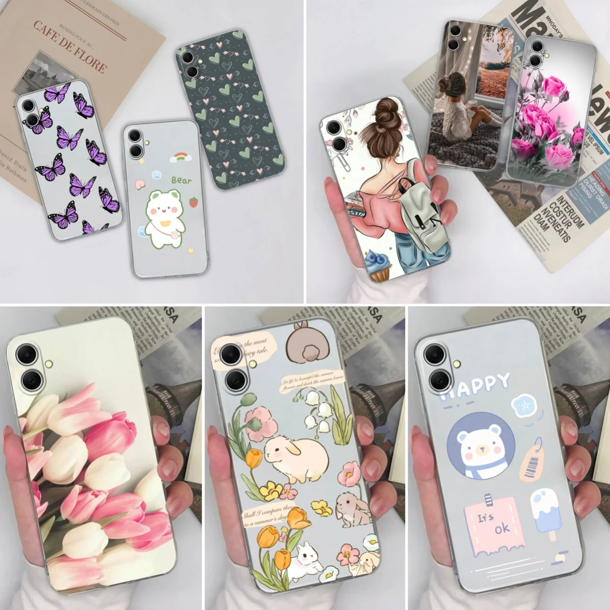 For Samsung Galaxy A06 Phone Case Fashion Heart Back Cover Clear Soft TPU Silicone Shockproof For Samsung Galaxy A 06 Funda Capa