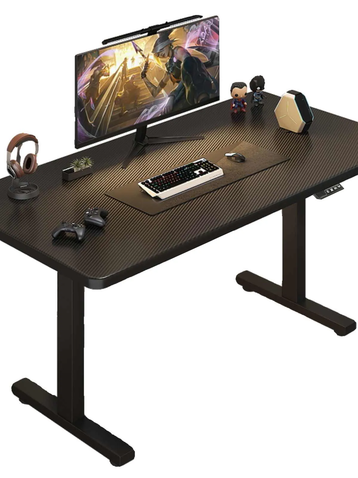 Electric Computer Table Vertical Desk Workstation Integrated Style Desktop With Lifting And Lowering Function 140x70cm Office