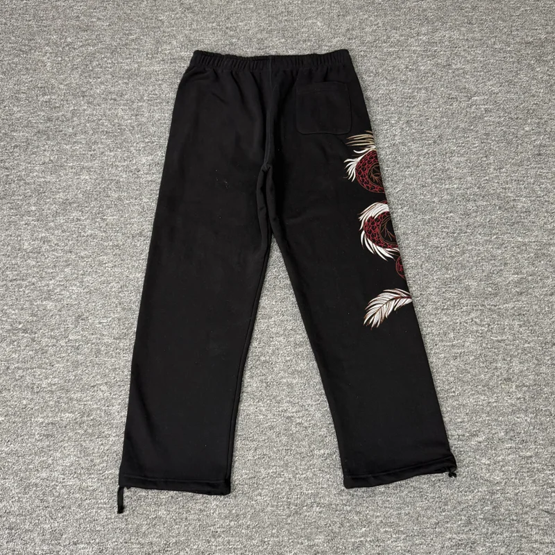 High Street Trend Brand Red Dragon Embroidered Derschutze Sweatpants High-quality Men Women Elastic Waist Casual Pants