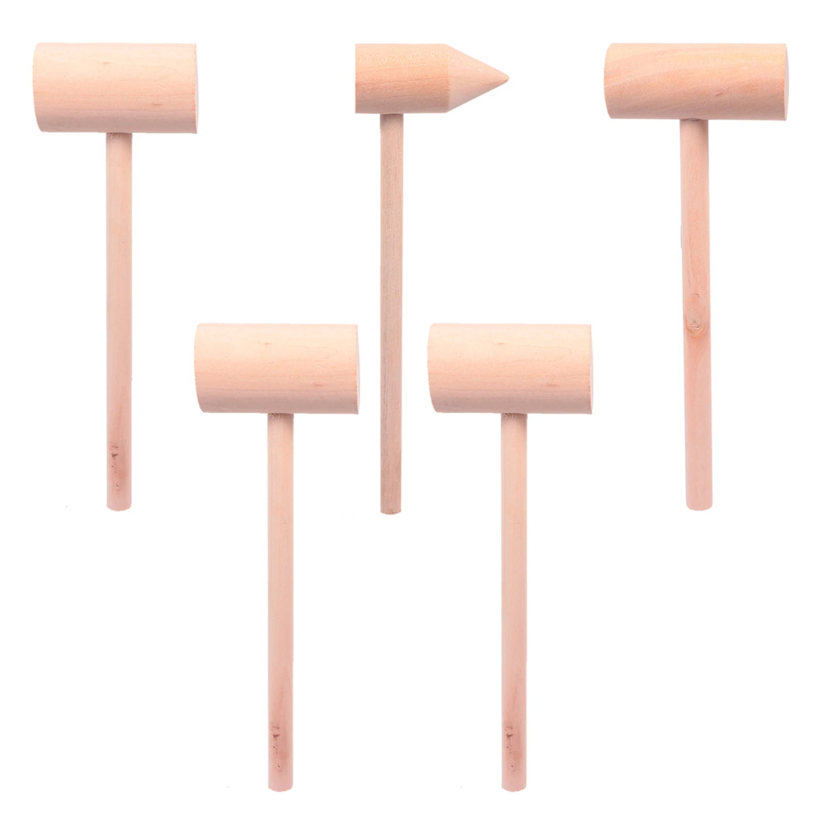 

5pcs Wooden Hammer Mallet Mini Mallets Kids Play Cake Shop Home Use Light Portable Safe Long Lasting Hammers For