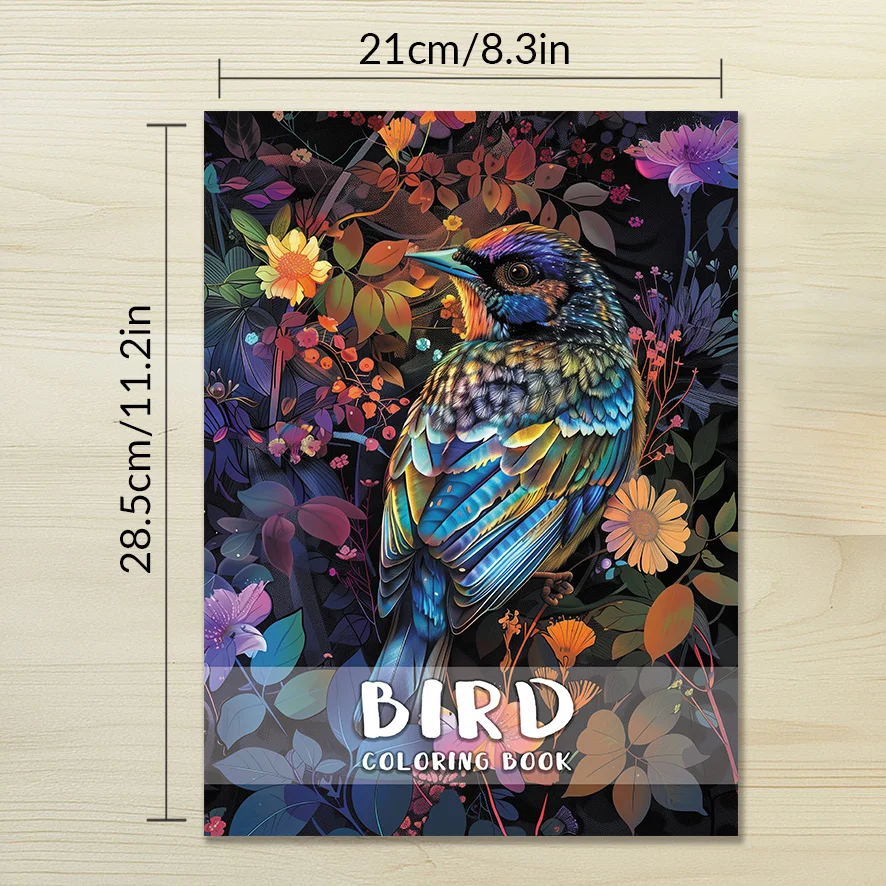 Libro para colorear de pájaros coloridos - 8,3 x 11,2 pulgadas 32 páginas - Ayuda a aliviar el estrés y hace un gran regalo para familiares y amigos