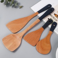 3/5 Pcs Long Handle Wooden Cooking Kitchenware Set Non-stick Reusable Kitchen Spoon Spatula Set Anti-scalding