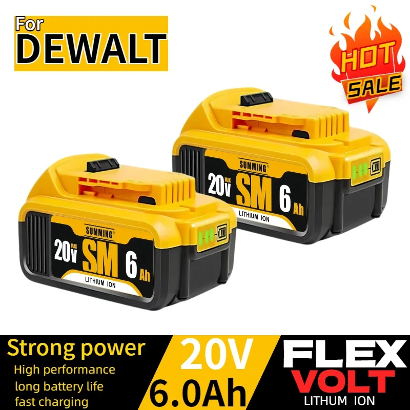 

20V 6.0Ah for dewalt batteryreplace 18V DCB206 Replacement Li-ion BatteryDeWalt 20v battery⚡DCB205 DCB201 DCB203 Power Tool
