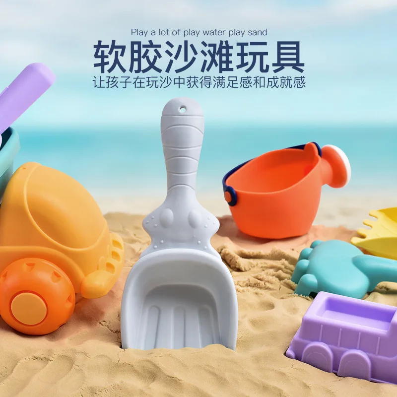 Children's toys portable bucket shovel outdoor seaside swimming pool beach sand toys parent-child water shower game Random Color