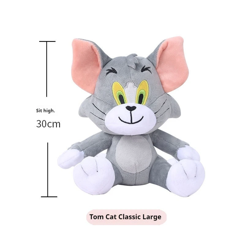 13-30cm genuíno tom e jerry brinquedo de pelúcia clássico cinza tom gato jerry mouse anime boneca periférica macio e confortável presentes de aniversário