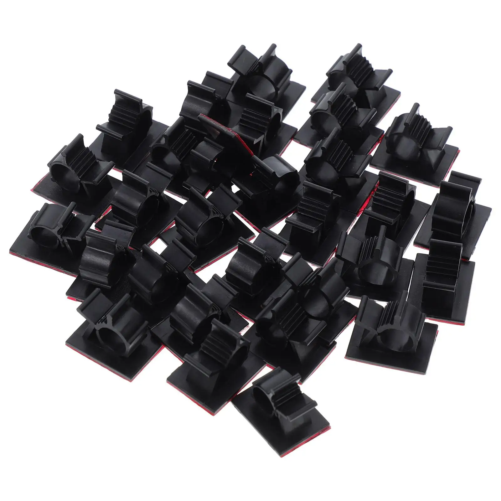 

30pcs Adhesive Cable Clamps Black PP Ties Wall Mount Adjustable Wire Fixing Clips Cord Wraps Charging Cords Office Hardware