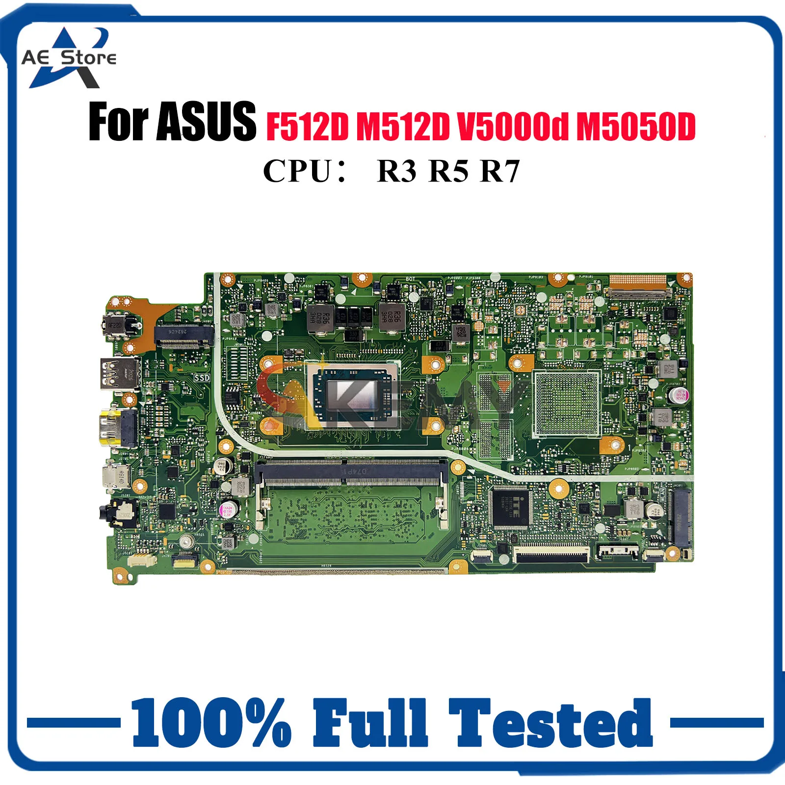 

X512DAU Laptop Motherboard For ASUS VivoBook X512D X512DA X512DK V5000d M5050D M512D F512D X512DAP Mainboard With R3 R5 R7 CPU
