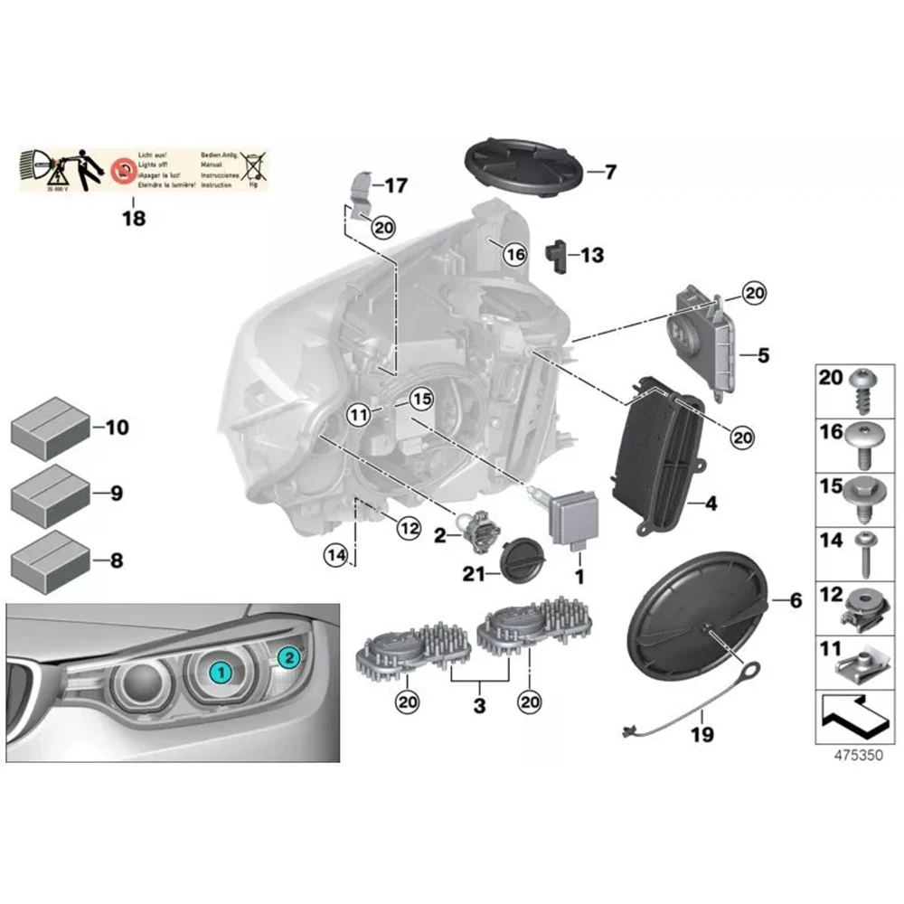 Xenon-Scheinwerfer Weiß-Gelbes Tagfahrlicht-Modul für BMW F80 M3 F82 M4 F32 Altes Modell 10-19 X3 X4 X5 X6 E70 63117263051 – Detail 3