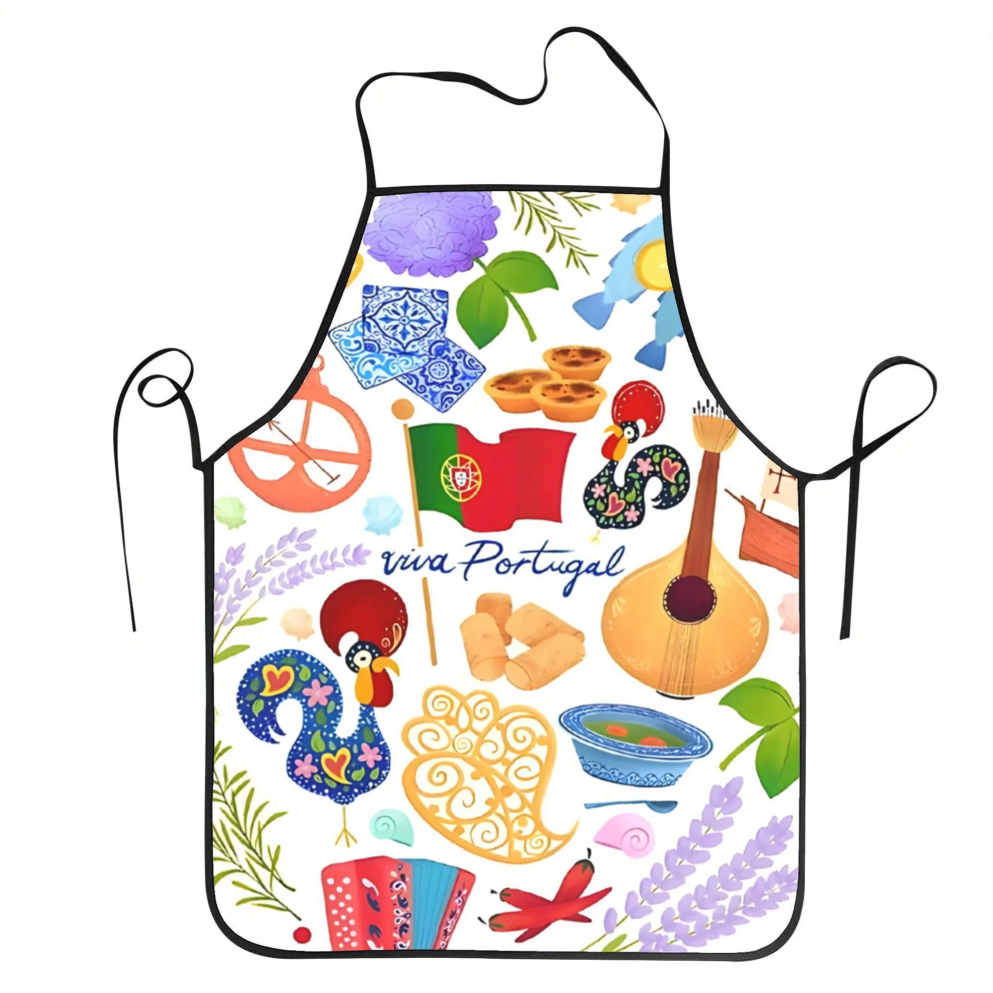 

Фартук-нагрудник унисекс для взрослых Viva Portugal! Португальский культурный дизайн с помощью Fado Music Прочный полиэстер для приготовления пищи и рисования