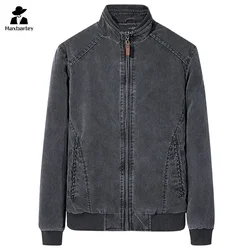 Men's Denim Jacket Retro Fashion Pure Cotton Slim-fit Vertical Collar Motorcycle Jacket Autumn 2024 Men's Coat plus size Clothes