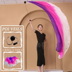 Velo di seta da ballo Poi Elegante velo di seta Sciarpa Poi Ball Streamer Elegante danza del ventre Poi Streamer Colori graduali Sciarpa di seta Velo