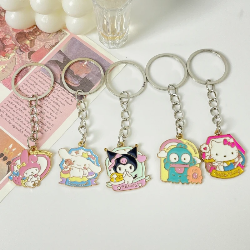 

Sanrio Hello Kitty Metal Keychains Kuromi My Melody Cinnamoroll Anime Figure Backpack Key Decorate Girl Birthday Christmas Gifts