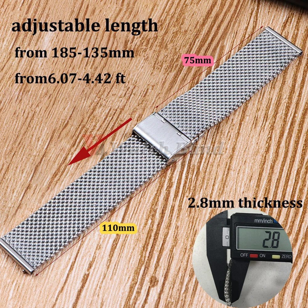 Quick Release Watch Band Stainless Steel  Bands 1.0 Mesh Milanese Strap Universal Watch Bracelet 18mm 20mm 22mm 24mm Watchbands