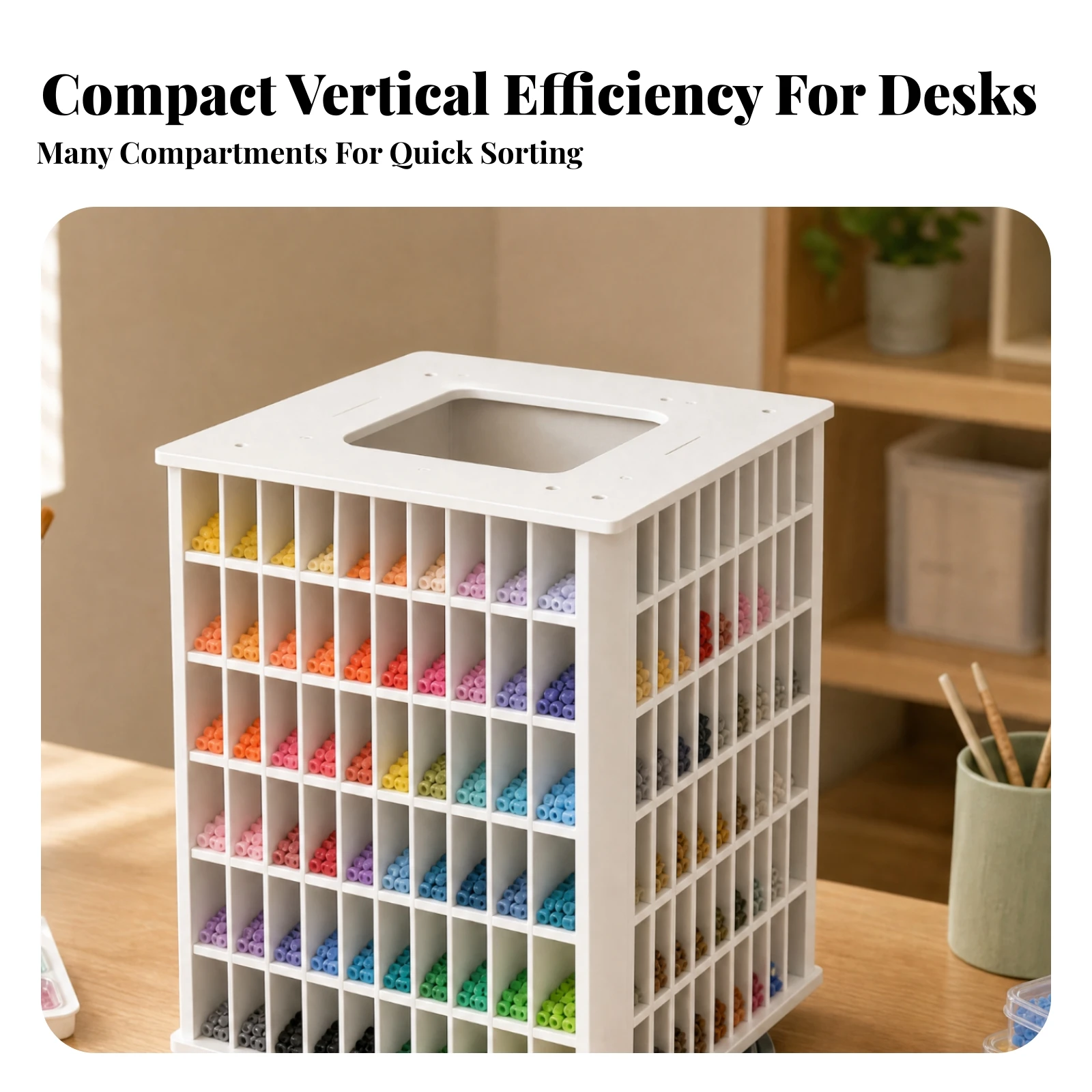240-Compartment Storage Rack Space-Saving Rotating Desktop Storage Rack Sturdy Heavy Duty for Craft Hobbyists, Hobby Desk