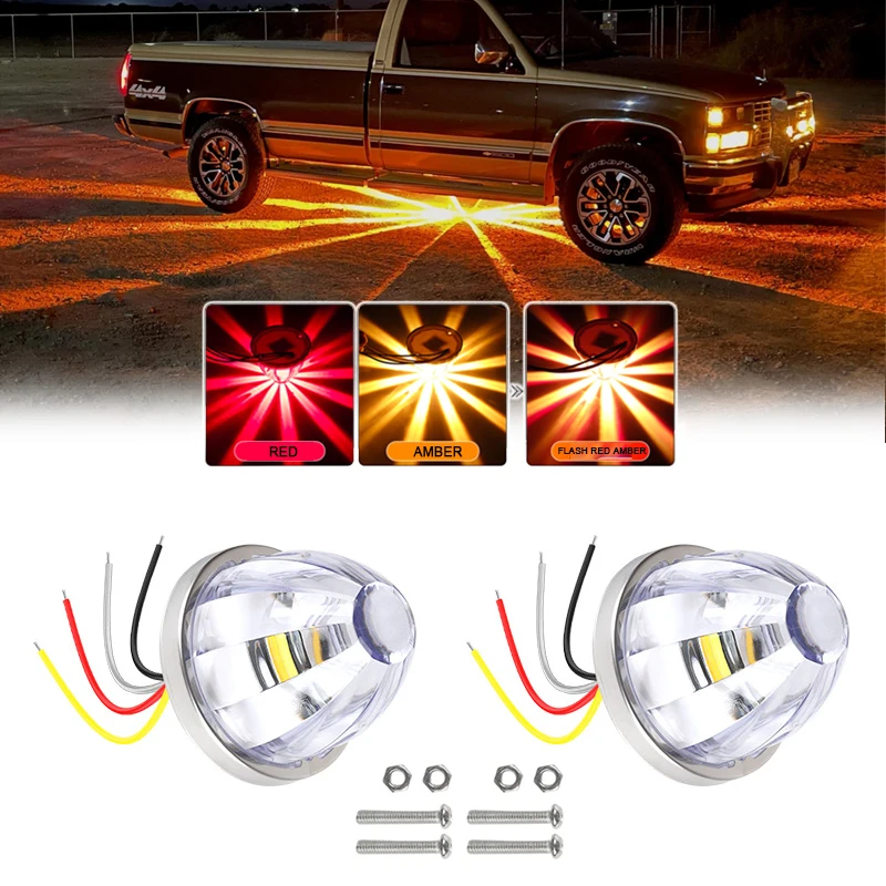 

2x LED Flash Watermelon Dual Color LED Side Width Indicator Light Strobe Clearance Lamp For Truck Trailers Caravan Bus Van Lorry