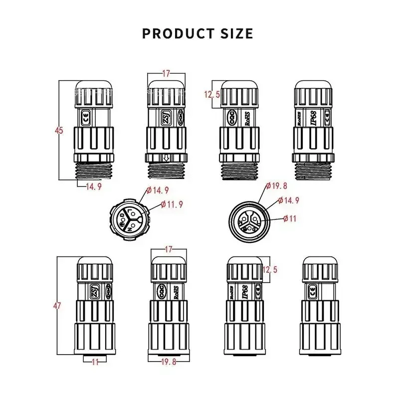 M16 2 3 4 Pin Cable Connector Waterproof Self-locking Male Female Plug Assembly Quick Lock Screw/Welding Connectors Joint IP68