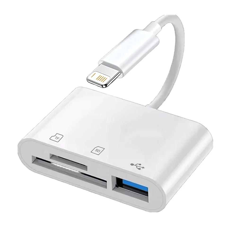 

USB-адаптер для чтения карт Lightning SD TF 3-в-1 для iPhone iPad MacBook — карта памяти, передача данных, камера для хранения видео