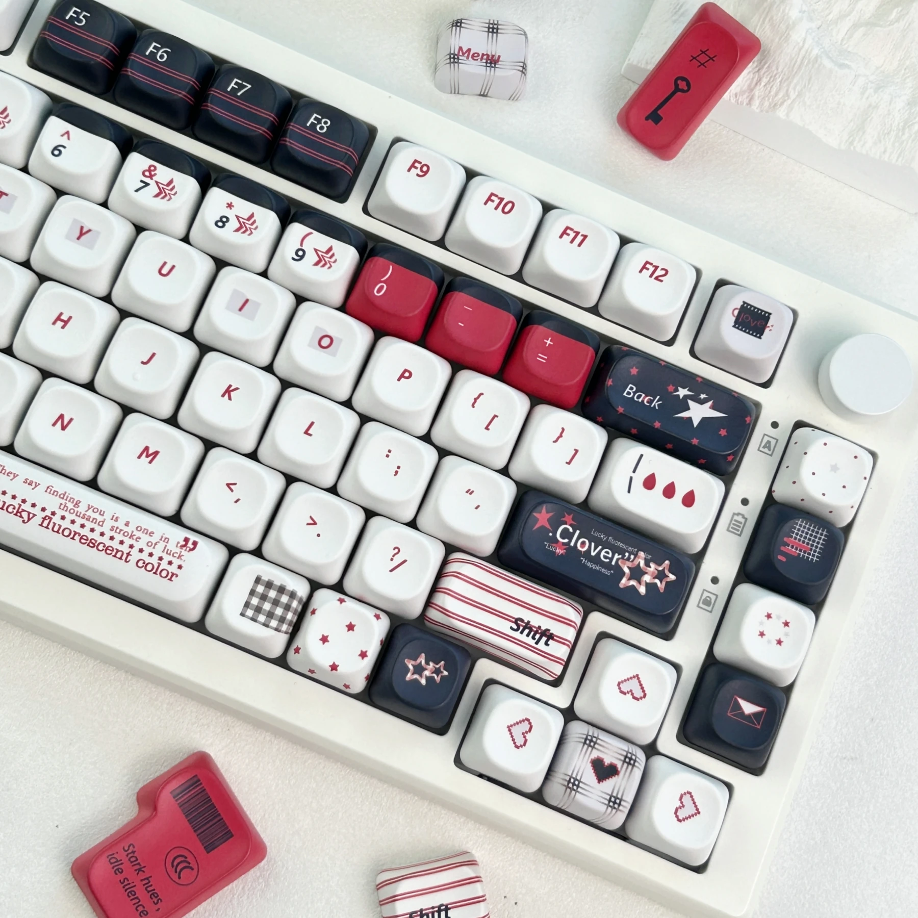 MAIMOOO Grayscale Retro Keyboard Keycap Korean/Russian/Thai Cherry MOA Profile PBT Custom Lucky Clover Star Mechanical Keycaps