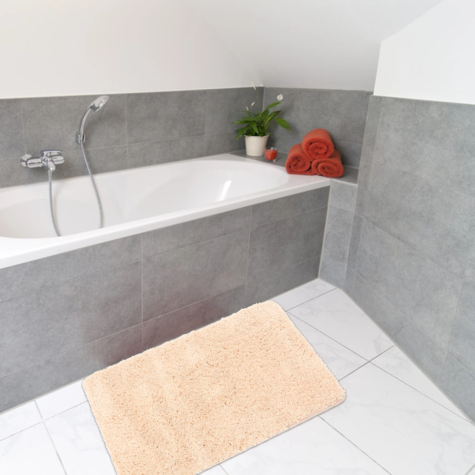 

Pink 80X50CM Soft Bath Rug Non-slip Floor Mat Bathroom Mats Polyester Shower Rugs Absorbent Washable Bath Mat For Tub