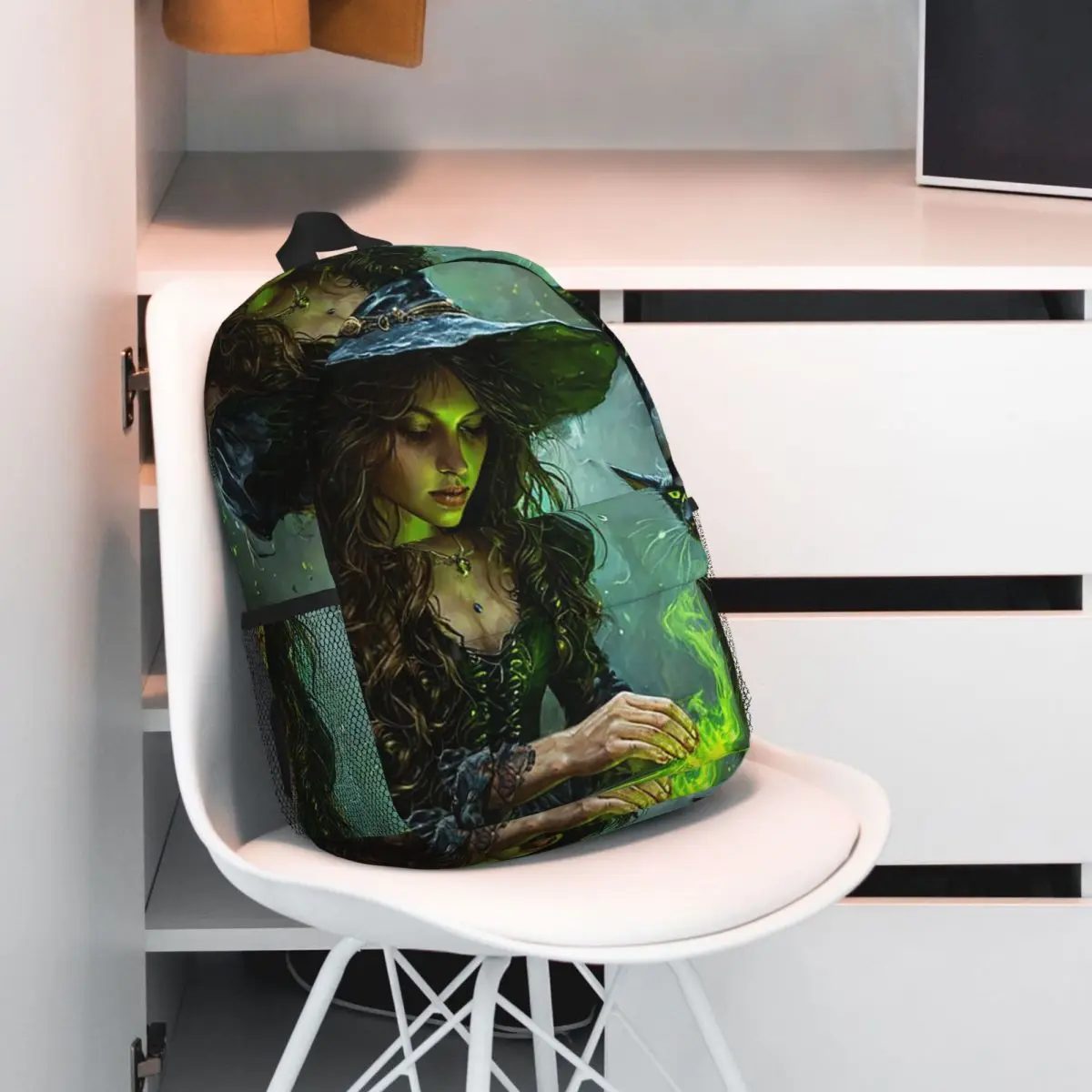 Witch Makes Potions And Black Cat Backpack Student BookBag Children School Bag Laptop Shoulder Bags for Boys Girls