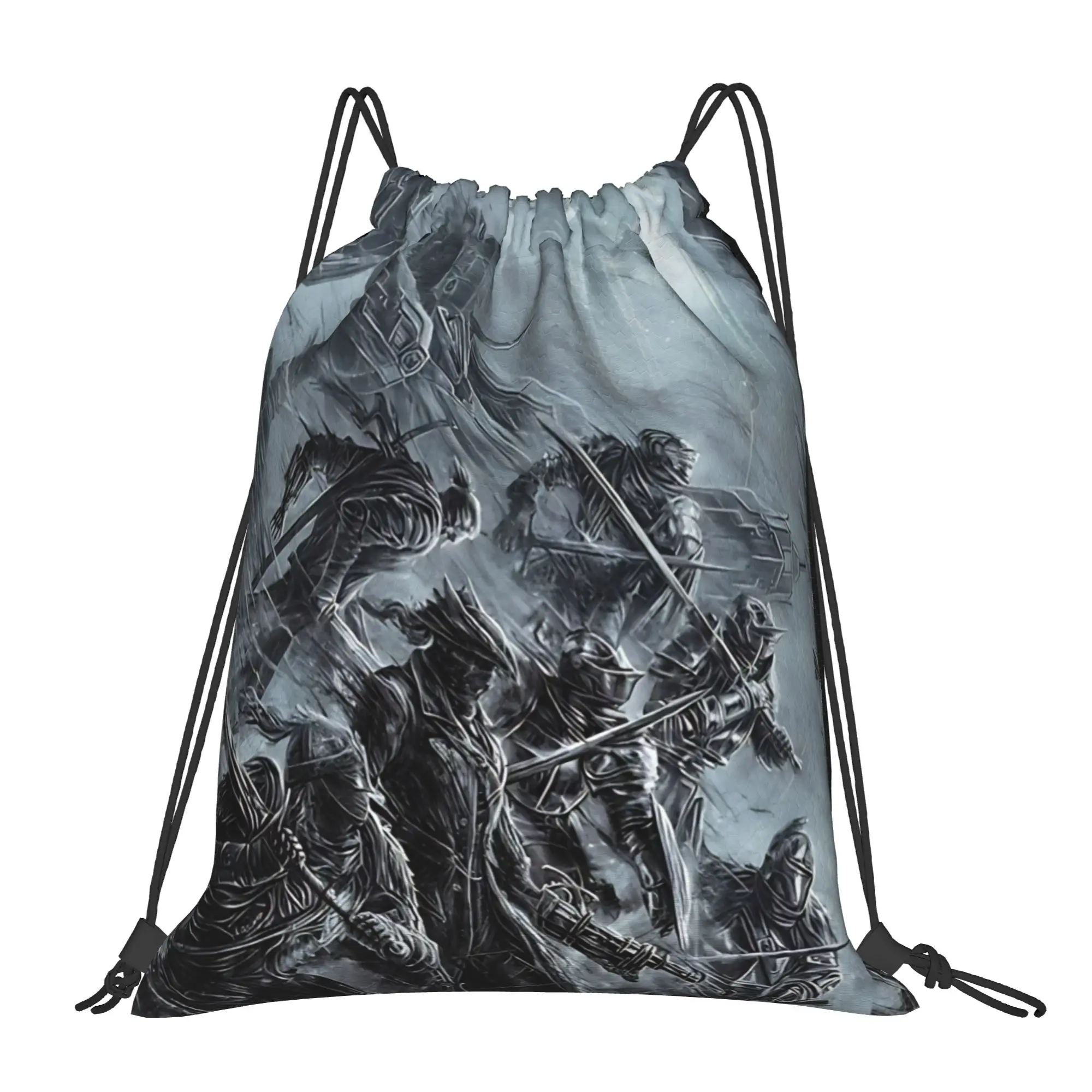Bloodborne Retro Dark Town Werewolf  Portable Sports Riding Gym Drawstring Storage Sporty Backpacks