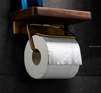 Toilet Black Walnut Roll Paper Holder Solid Wood Bathroom Free Perforated Shelf Decoration