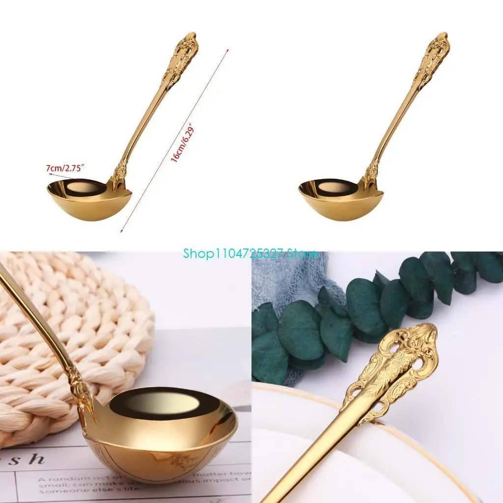 

D8KF Stainless Steel Soup Spoon Serving Ladle Tableware Kitchen Accessory For Soup