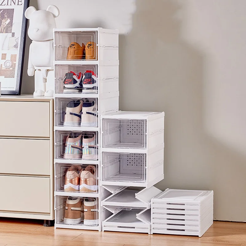 

3/6 floorsTransparent Shoe Cabinet Storage Box Simple Home Shoe Box Plastic Foldable Shoe Cabinet with Cover