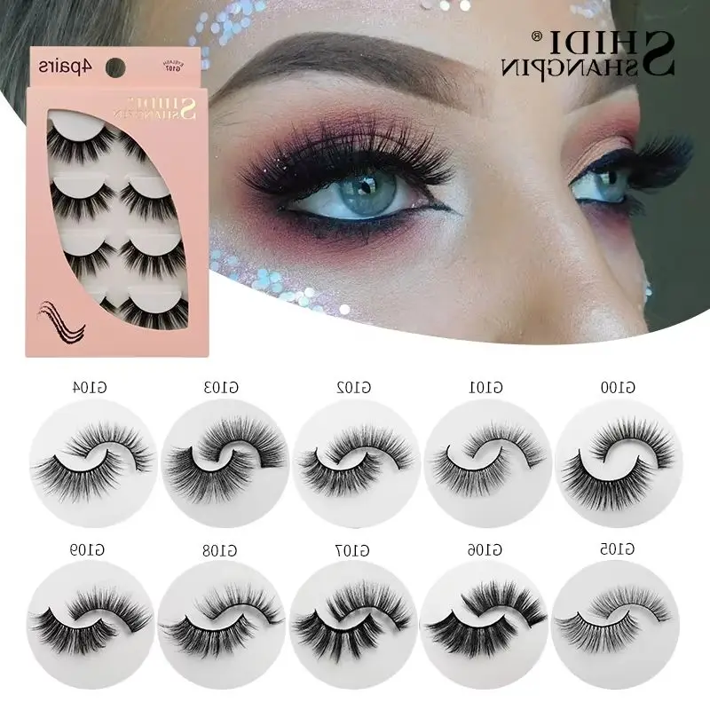 3/4 أزواج ثلاثية الأبعاد المنك جلدة الرموش وهمية الطبيعية رقيق الرموش الصناعية Cilios القط رموش فو المنك جلدة فو Cils ماكياج أداة