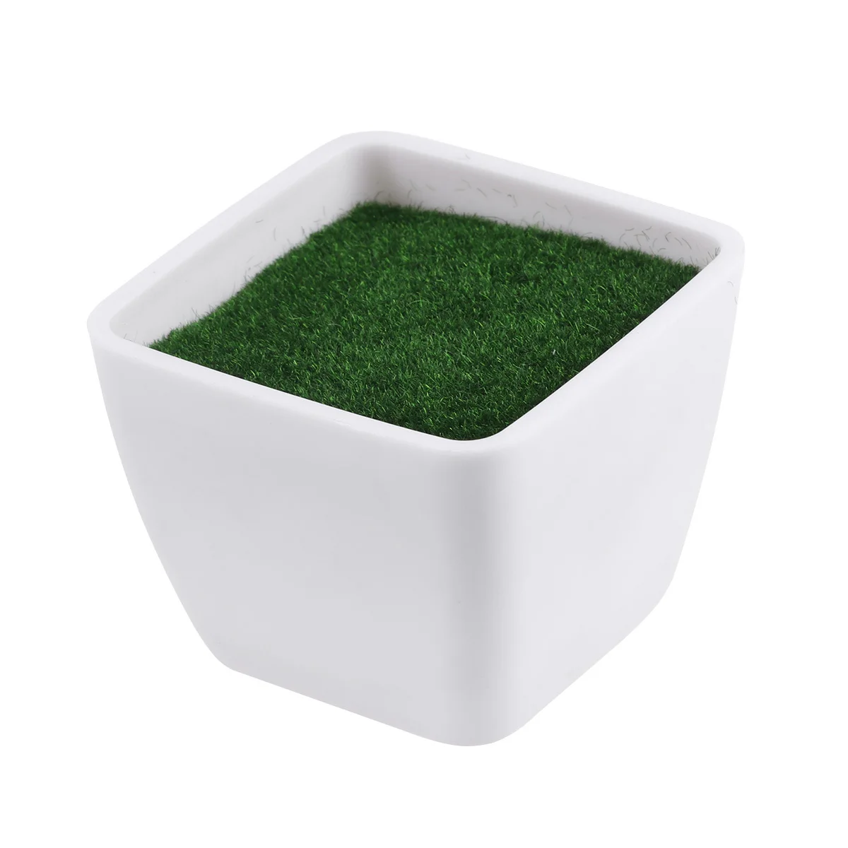 

Artificial Flower Pot White Plastic Simulated Moss Vase Fake Plant Decor For Home Office Car Desk Window Sill Bathroom
