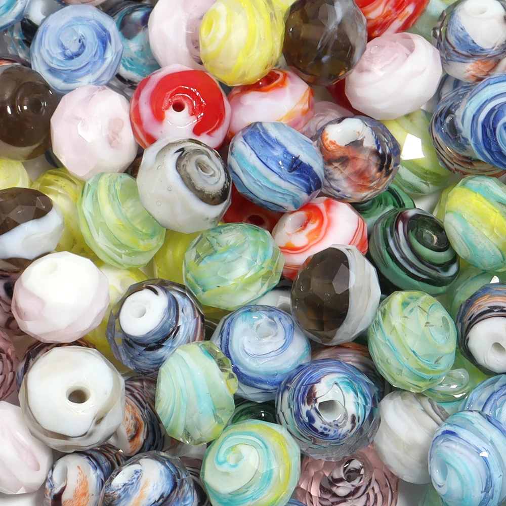 

10pcs/lot Colorful Faceted Lampwork Beads Round Glass Beads For Women Girl DIY Bracelet Necklace Jewelry Making Accessories