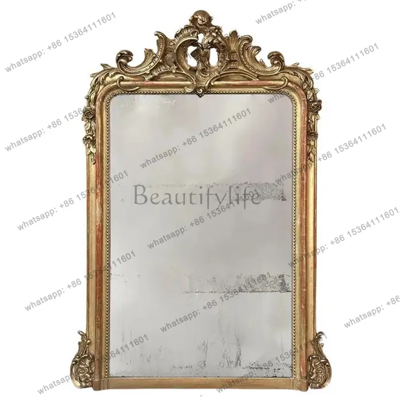 

French retro bathroom mirror bathroom mirror European carved porch decoration
