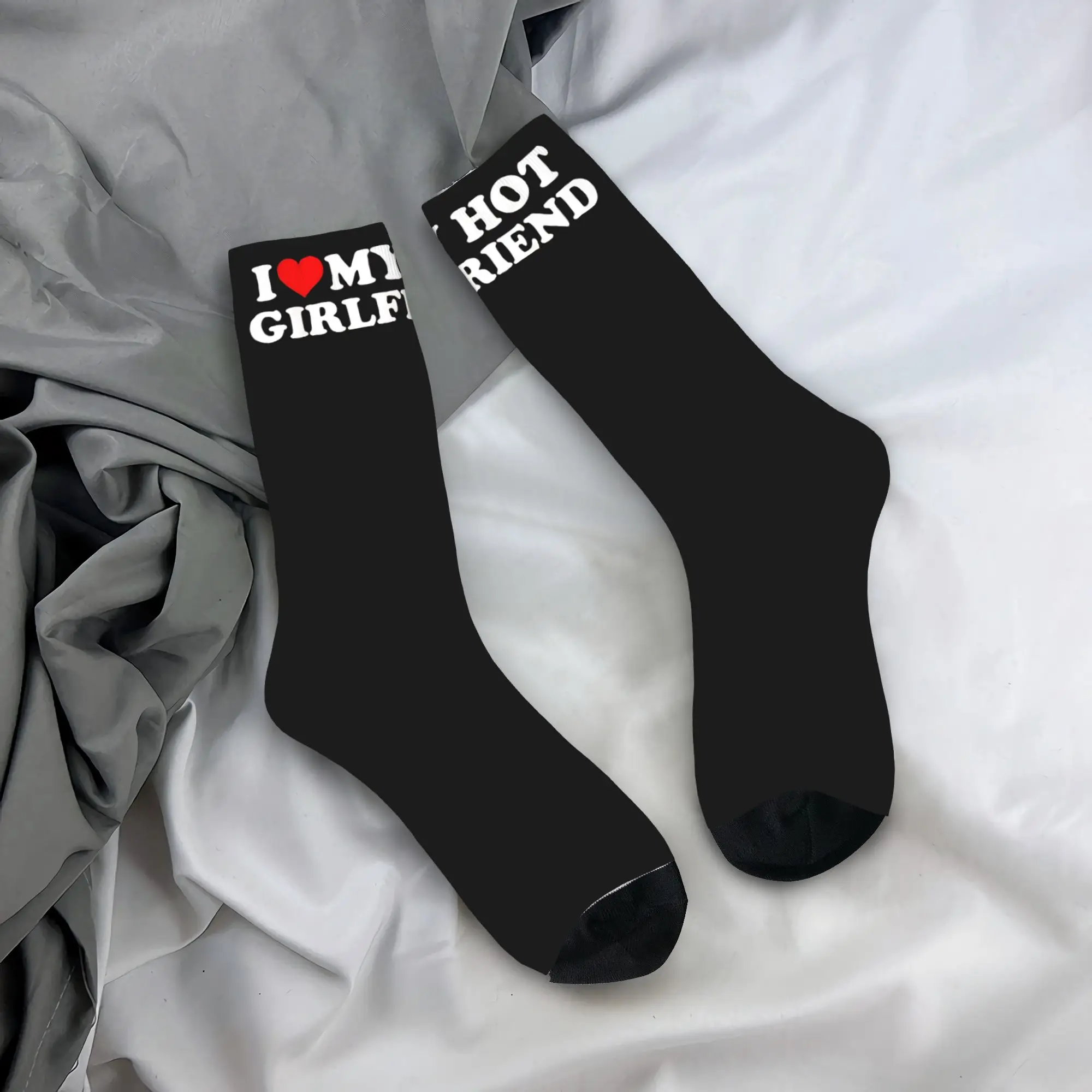 

Men's Socks I Love My Hot Girlfriend I Heart My Hot Girlfriend Stockings Spring Trendy Warm Soft Socks Running Non Slip Socks