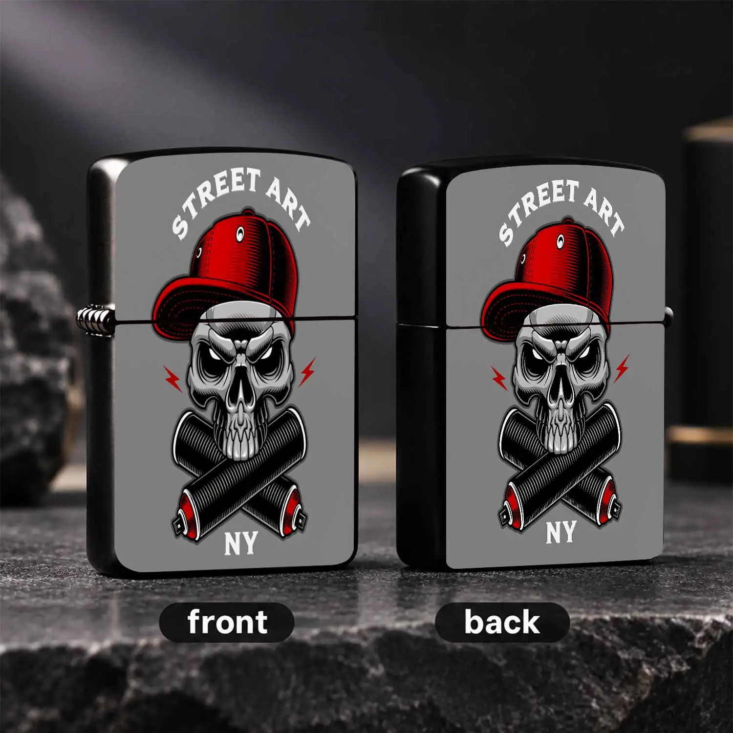 Creative Street Art Skull Baseball Cap Pattern Lighter Ny Graffiti Style Portable Everyday Ignition Accessory Cool Trendy Versatile Item For Home Outdoor Travel Ideal Novelty Gift For Street Culture Enthusiasts Daily Us A Humorous And Inter